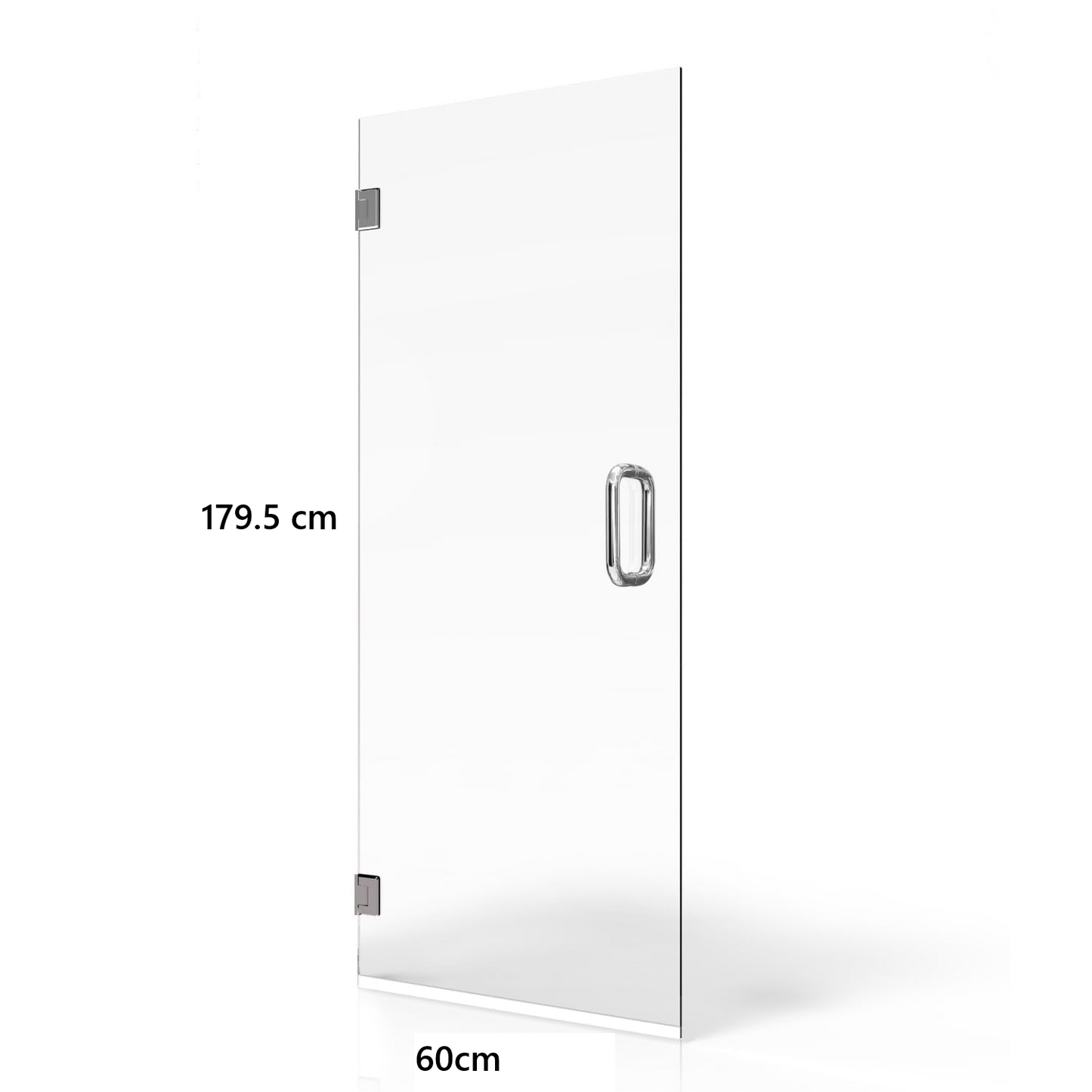 Puerta para Ducha Sistema Batiente con Vidrio Temperado Claro esp 8 mm H=200cm- Accesorios Satinados o Cromados Haladera de Manilla C