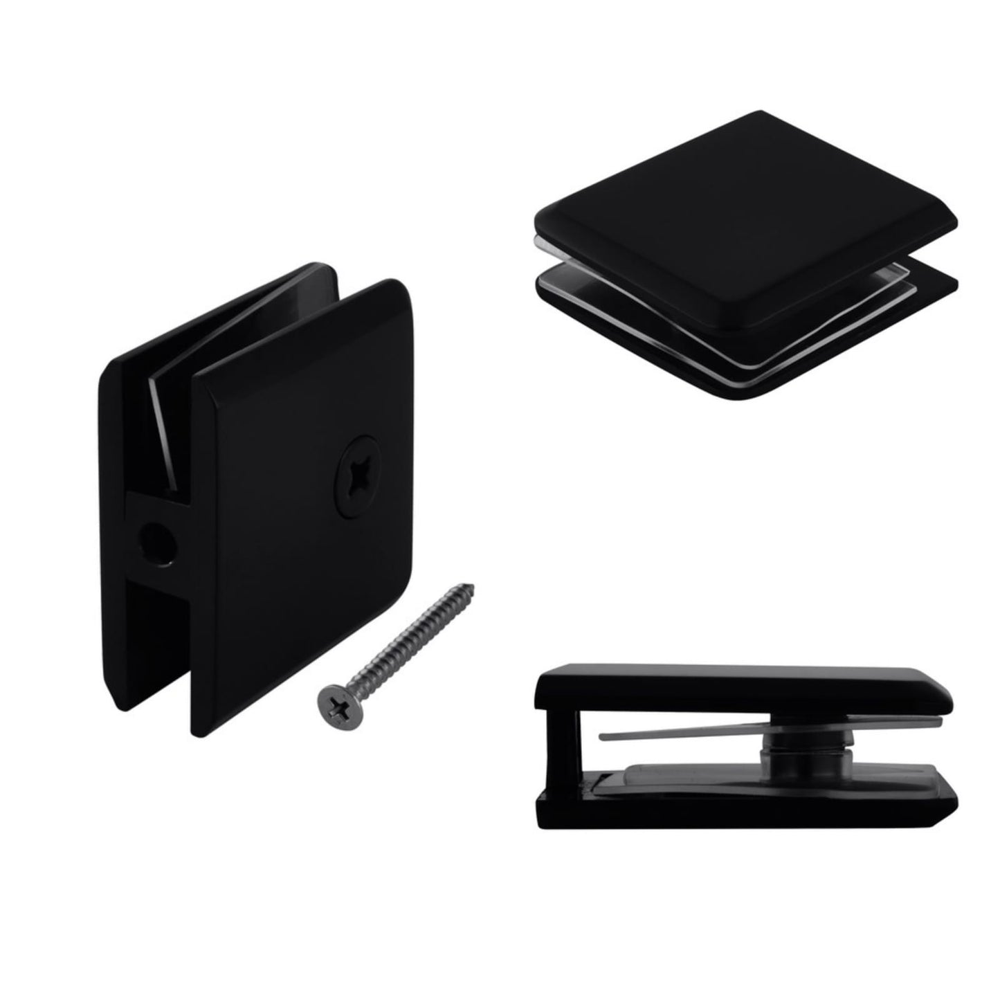 Mampara para Ducha con Vidrio Temperado Claro esp 8 mm - Accesorios Negro Mate - Corte Curvo