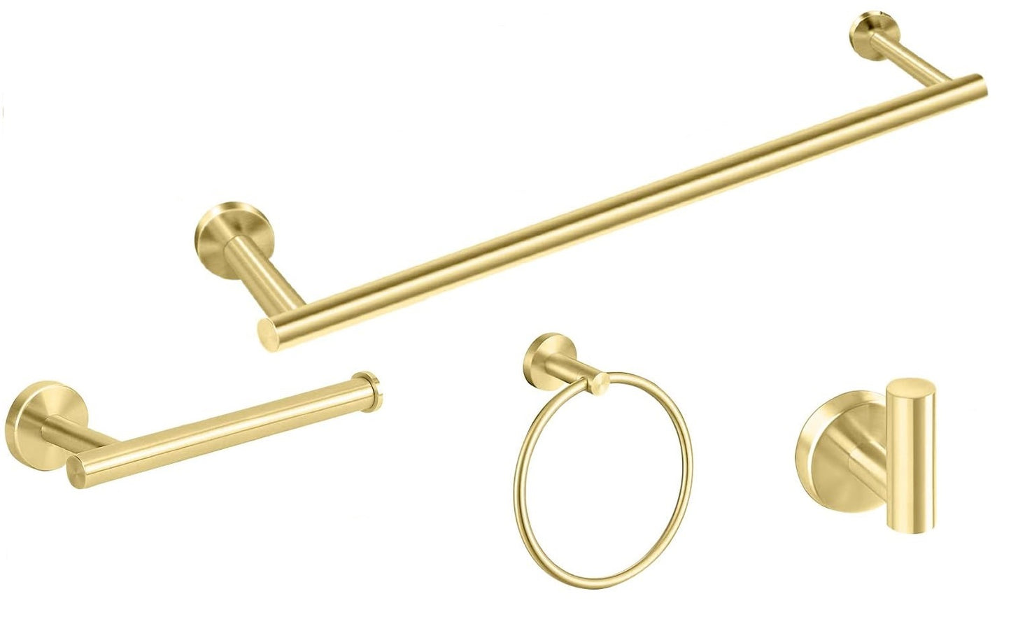 Juego de accesorios de baño acero inoxidable color dorado - 4 piezas