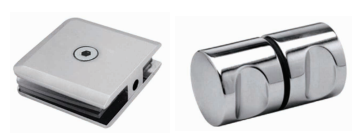 Puerta para ducha Sistema Batiente con Vidrio Temperado claro esp 8 mm - Modulación 135 Grados - Accesorios Brillantes o Satinados