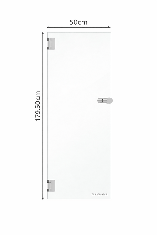 Suministro de Vidrio para Puerta Batiente en Vidrio Temperado Claro 8 mm con Haladera Tipo Botón Doble
